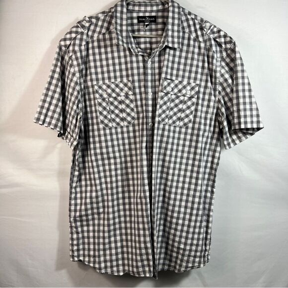 Marc Ecko Cut & Sew Mens Short Sleeve Plaid Button Up Shirt 0629 - Picture 1 of 12